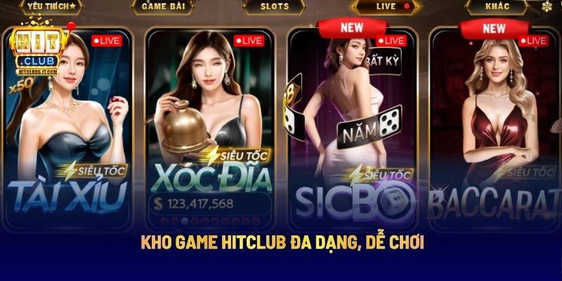 Kho game Hitclub đa dạng, dễ chơi